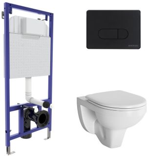 Комплект Berges 4в1 042418: инсталляция NOVUM525 кнопка D5 SoftTouch чёрная унитаз Gamma сиденье микролифт